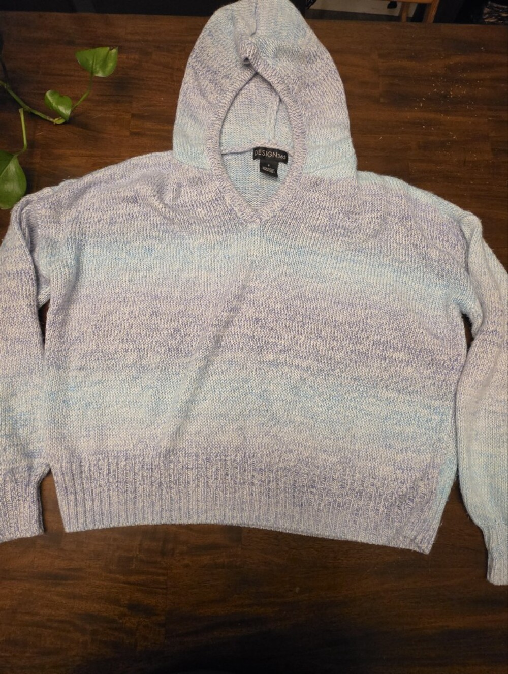 DESIGN365 Pastel Striped Knit Hoodie Sweater Size S Boho